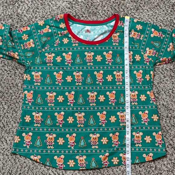 Disney Store Mickey Mouse & Friends Green Holiday Pajamas Set XL Gingerbread - Picture 8 of 10